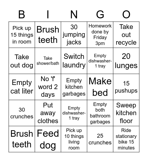 GABE Bingo Card