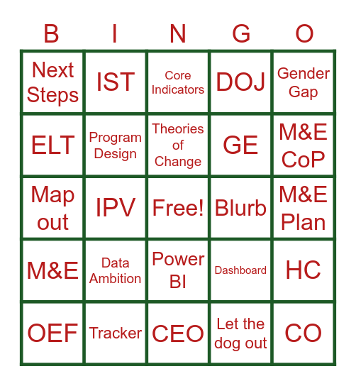 Jaime's Baby Shower Bingo Card