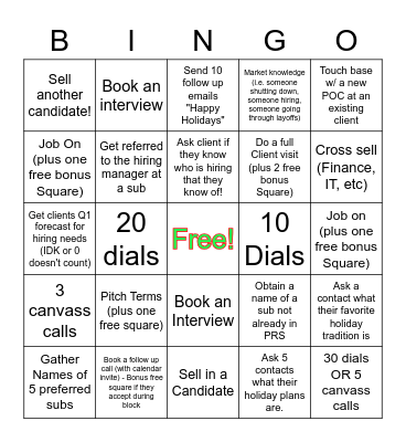 Holiday Shenanigans Bingo Card