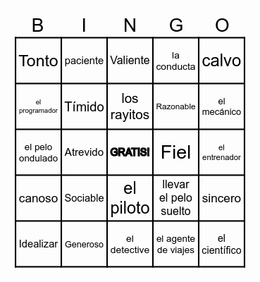 Vocabulaio CAP 2 Bingo Card