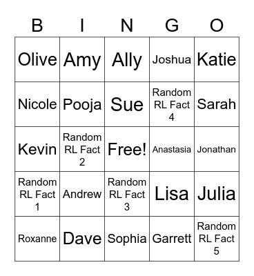 Holiday Party Bingo Card