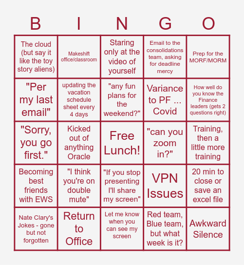 End of the Year BINGO! Bingo Card