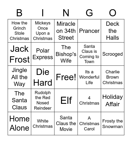 film class bingo
