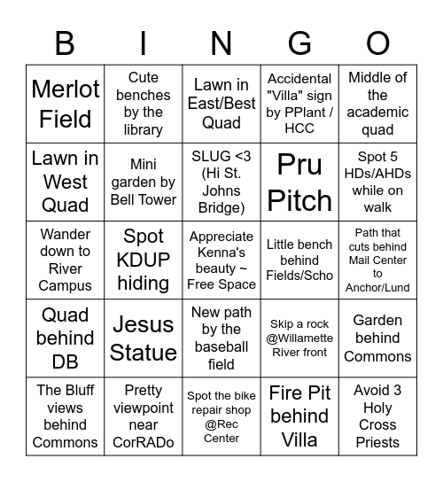 UP Take A Walk - BINGO! Bingo Card