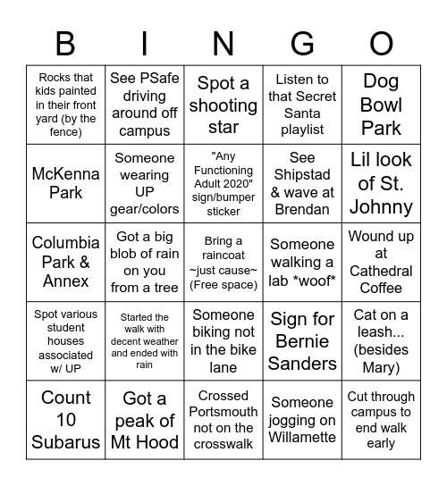 (PDX) Take A Walk - BINGO! Bingo Card