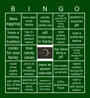 Virtual Holiday Bingo Card