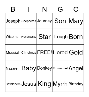 AWANA Nativity Bingo! Bingo Card