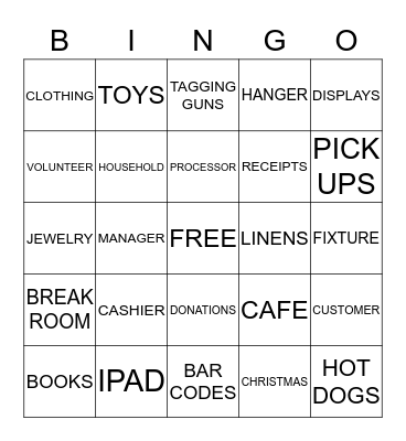 THRIFT STORE Bingo Card