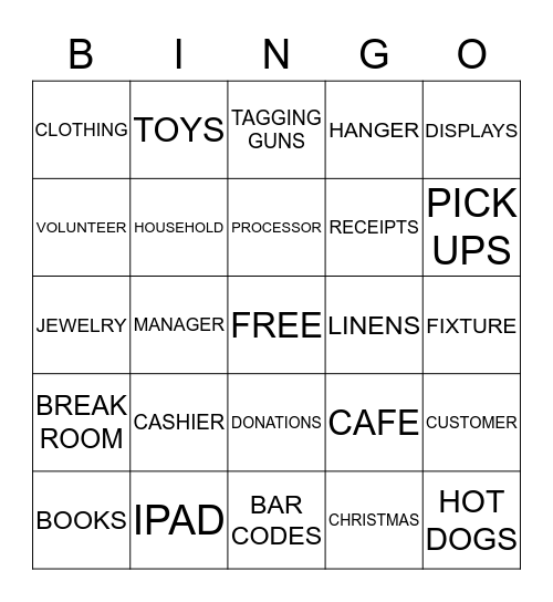 THRIFT STORE Bingo Card