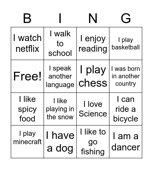 Community Buddies Bingo Card