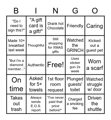 Hamptonality Bingo Card