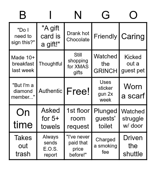 Hamptonality Bingo Card