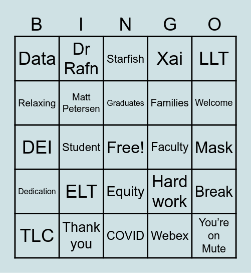 Spring 2021 Learning In-service Bingo Card