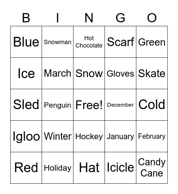 Winter Bingo Night Bingo Card