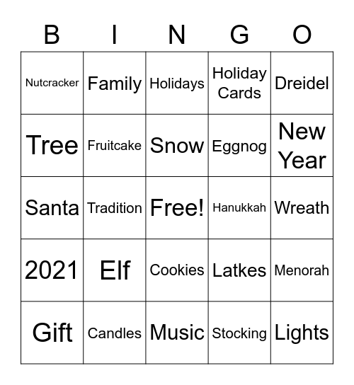 2020 Virtual Holiday Party Bingo Card