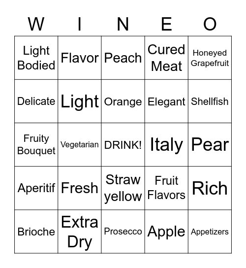 Via Stato Prosecco Bingo Card