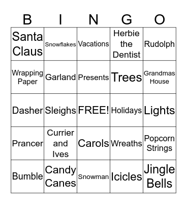 Holiday Bingo! Bingo Card