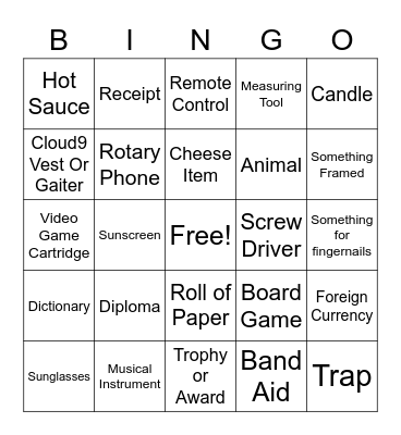 C9 Bingo Card