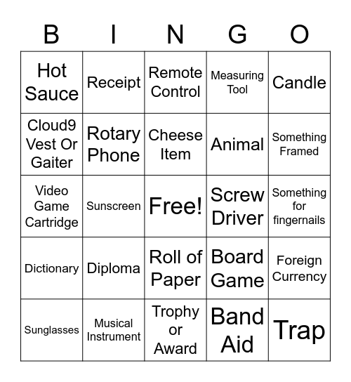 C9 Bingo Card