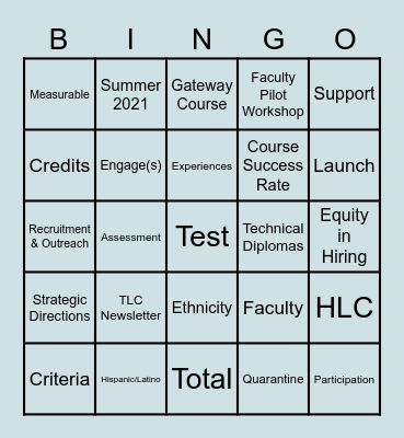 Spring 2021 Learning In-service Bingo Card