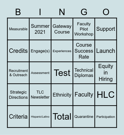 Spring 2021 Learning In-service Bingo Card