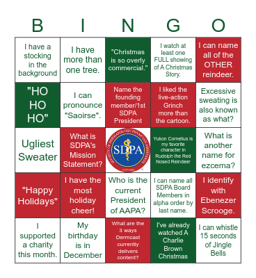 SDPA Holiday Bingo Card