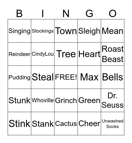 GRINCH Bingo Card