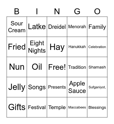 2020 Festival of Lights Bingo Card