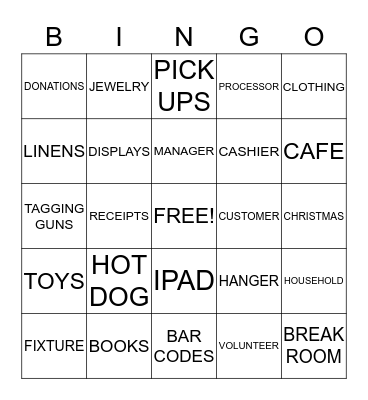 THRIFT STORE Bingo Card