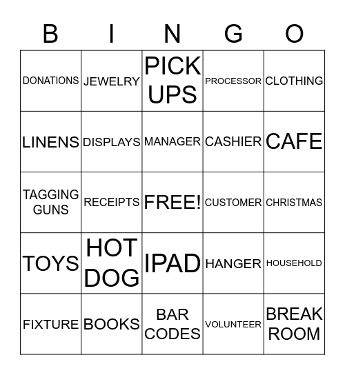 THRIFT STORE Bingo Card