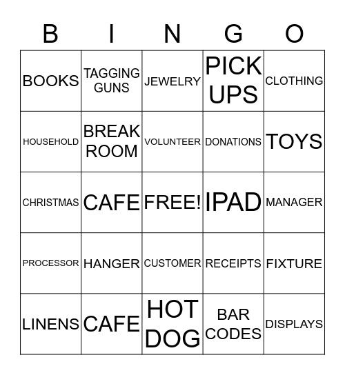 THRIFT STORE Bingo Card