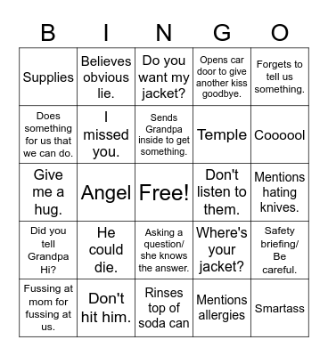 Missy Bingo Card
