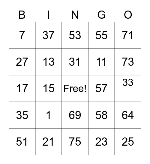 Virtual Holiday Bingo Card