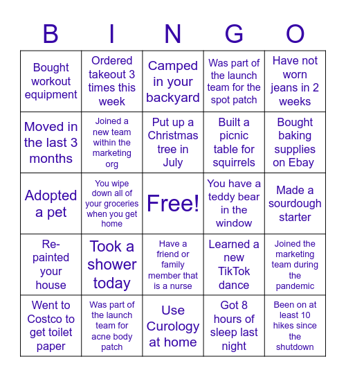 Curology Bingo 2020 Bingo Card