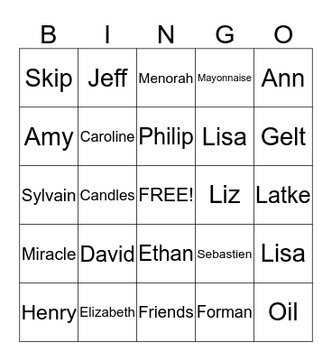 Hanukkah Bingo 2014 Bingo Card