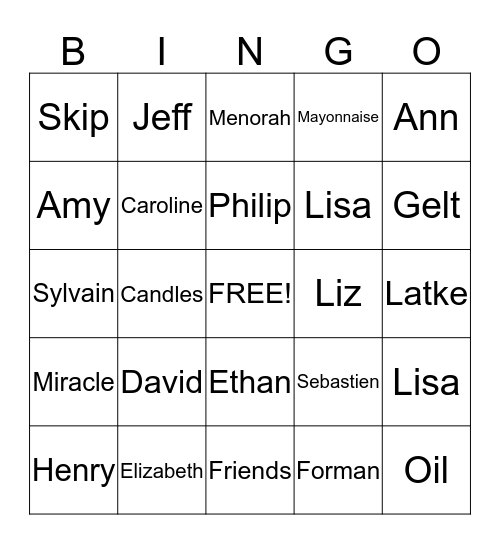Hanukkah Bingo 2014 Bingo Card