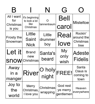 Musical Bingo - Round 2 Bingo Card