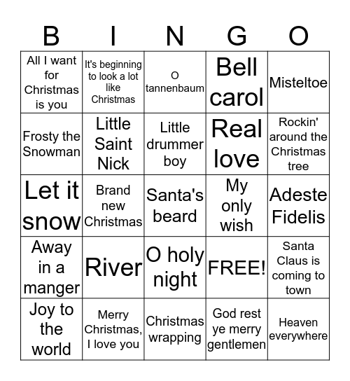 Musical Bingo - Round 2 Bingo Card