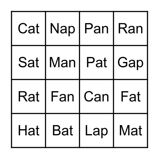Jolly Phonics BINGO Card