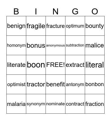 Chapters 6-8 Level A Bingo Card