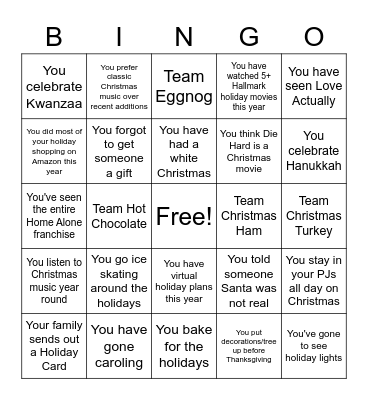 Holiday Bingo Card