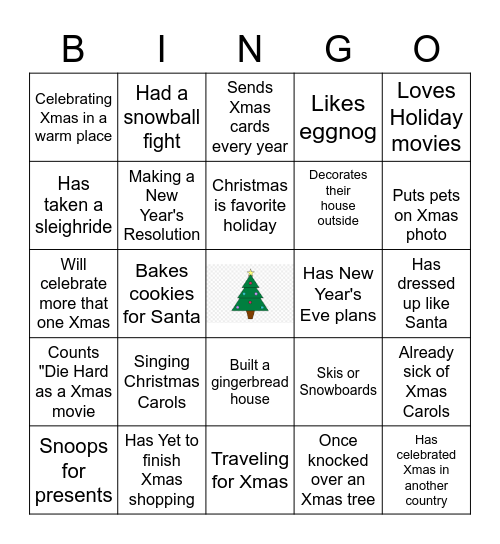 Virtual Holiday Bingo! Bingo Card