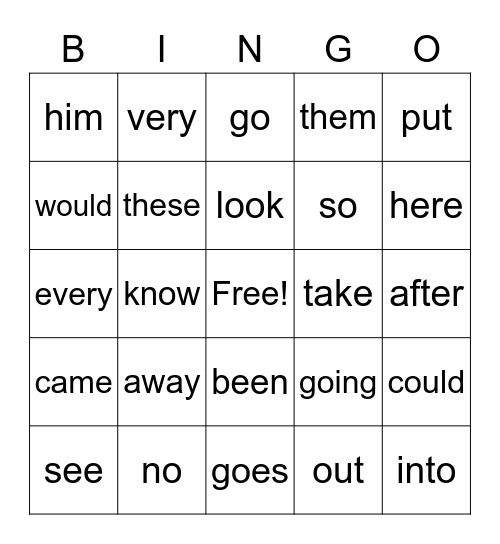 Heart Words - Lists 3 and 4 Bingo Card
