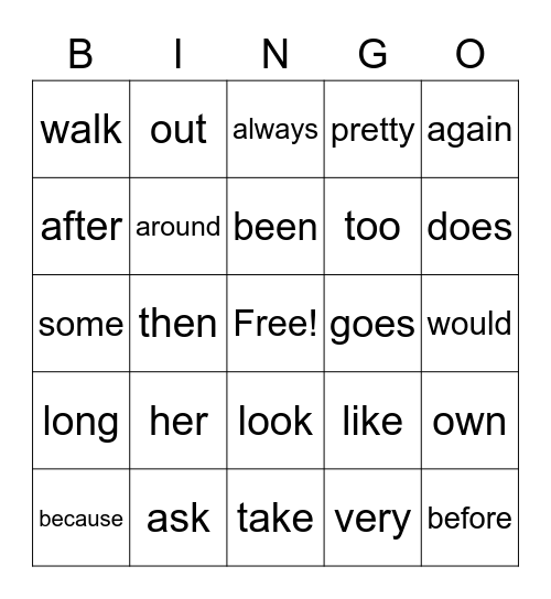 Heart Words - Lists 3 and 4 Bingo Card