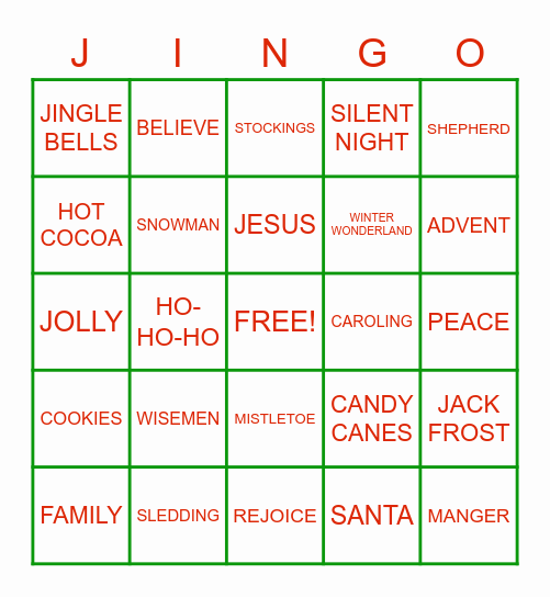 Christmas Jingo Bingo Card