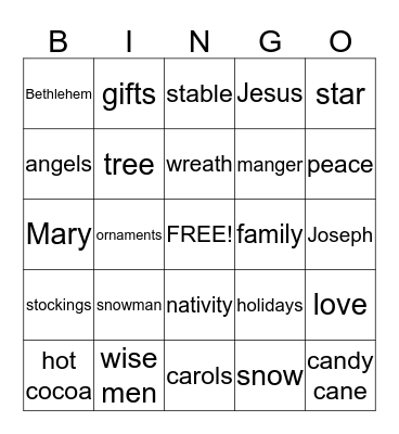Christmas Bingo Card