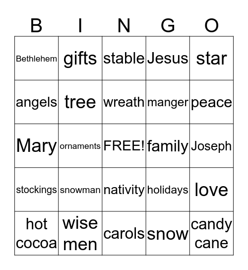 Christmas Bingo Card