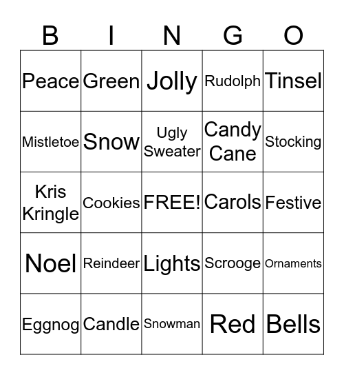 Holiday Bingo! Bingo Card