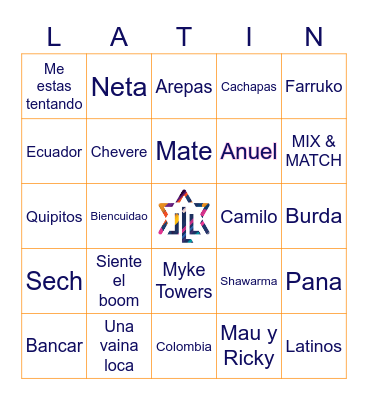 MIX & MATCH   BINGO BAR Bingo Card