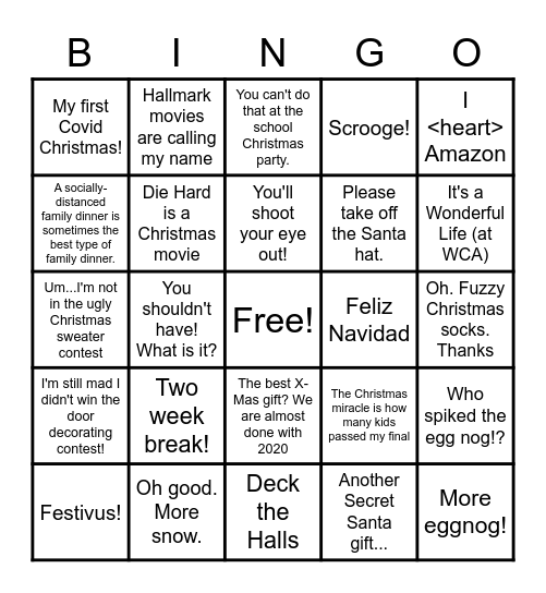 Holiday Bingo Card